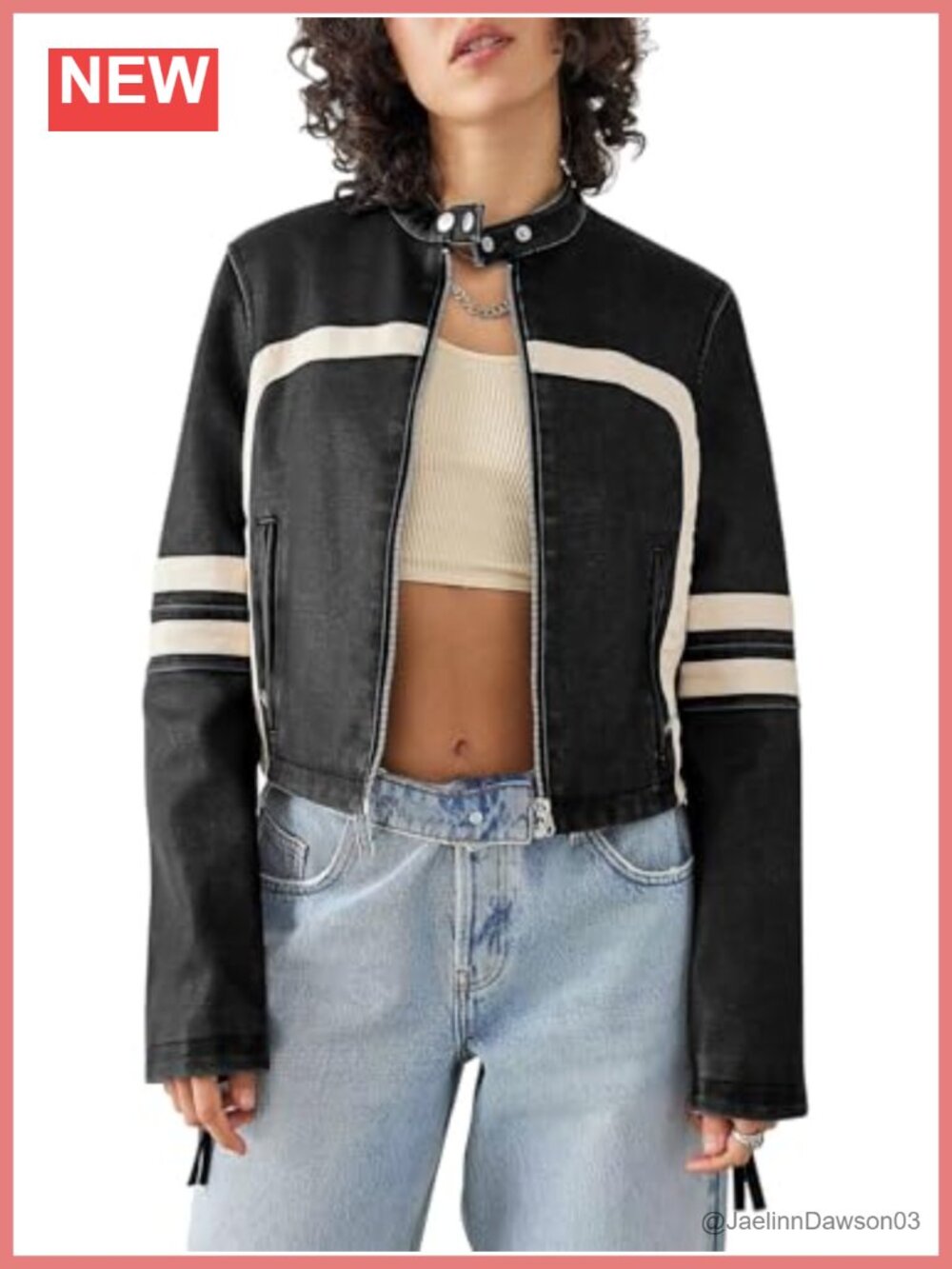 Saodimallsu Womens Faux Leather Cropped Moto Biker Jacket Zip Button Pockets